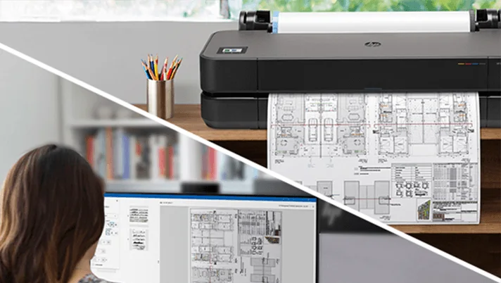 Чіткі тонкі лінії на CAD-кресленні, надрукованому на HP DesignJet